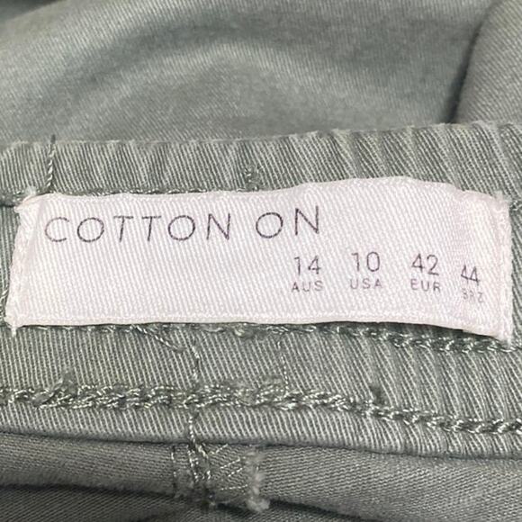 Cotton On Green Straight Leg Elastic Waist Drawstring Trousers Cargo Pants Sz 10 - Picture 4 of 5